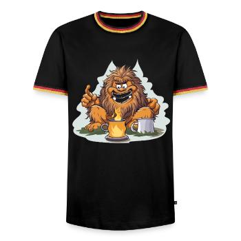 Coffee Yeti with Feuerlust - Men's Ringer Shirt - black/tricolour - Front - AI Model Male 178 light (178cm) & AI Model Male 185 light (185cm)