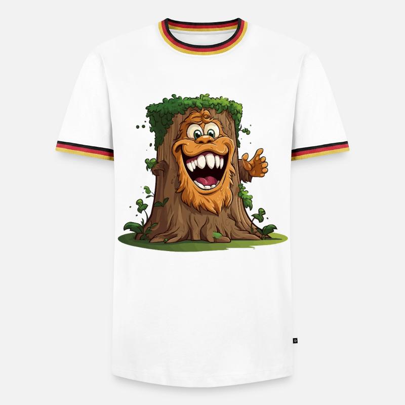 Baumriese mit breitem Grinsen - Männer Kontrast-T-Shirt - Weiß/Dreifarbig