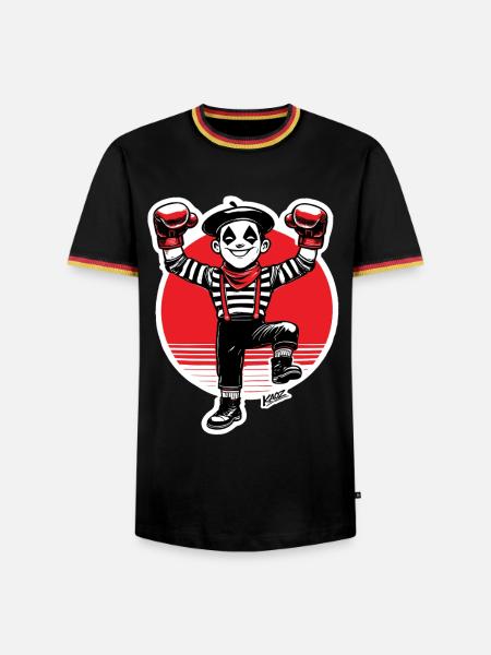 Pantomimeboxer im roten Scheinwerfer - Männer Kontrast-T-Shirt - Schwarz/Dreifarbig