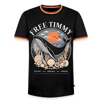 Buckelwal Timmy Hope Statement Merch - Männer Kontrast-T-Shirt - Schwarz/Dreifarbig - Vorne - AI Model Male 178 light (178cm) & AI Model Male 185 light (185cm)