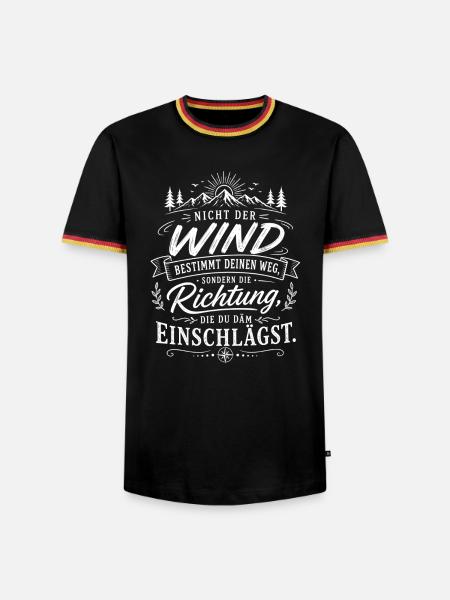 Richtung statt Wind – Deine Wegführung - Männer Kontrast-T-Shirt - Schwarz/Dreifarbig
