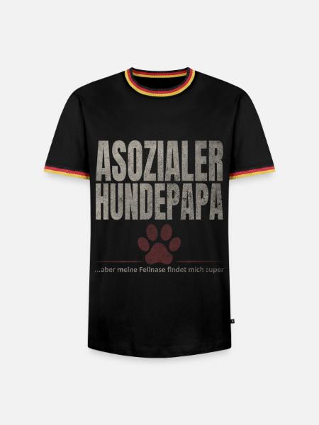 Asozialer Hundepapa Fellnase - Männer Kontrast-T-Shirt - Schwarz/Dreifarbig