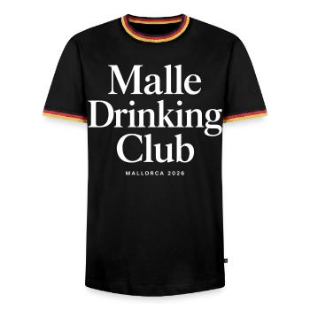 Malle 2026 Malle Drinking Club 2026 - Männer Kontrast-T-Shirt - Schwarz/Dreifarbig - Vorne - AI Model Male 178 light (178cm) & AI Model Male 185 light (185cm)