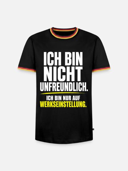 Ich bin nicht unfreundlich – Werkseinstellung - Männer Kontrast-T-Shirt - Schwarz/Dreifarbig