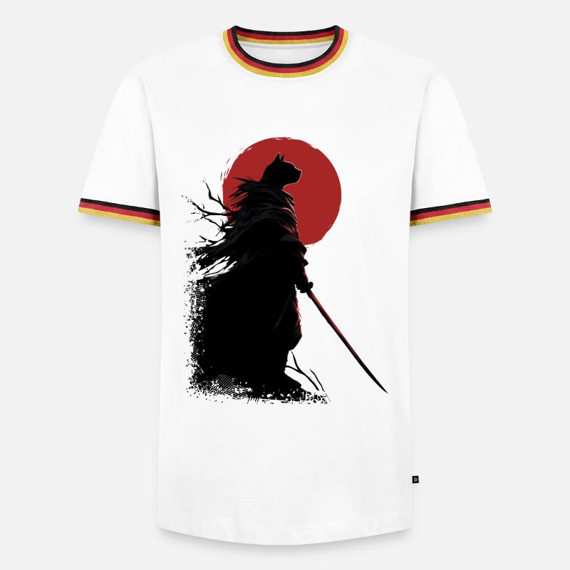 Samurai Cat - Men's Ringer Shirt - white/tricolour