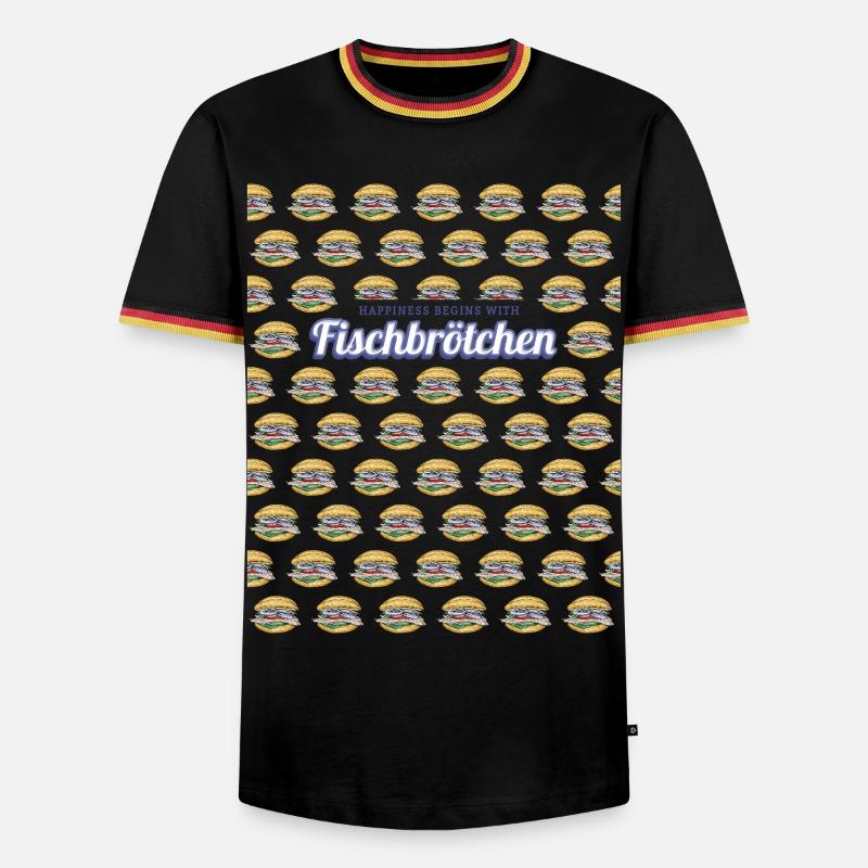 Fischbrötchen mit Matjes oder Bismarckhering - Männer Kontrast-T-Shirt - Schwarz/Dreifarbig