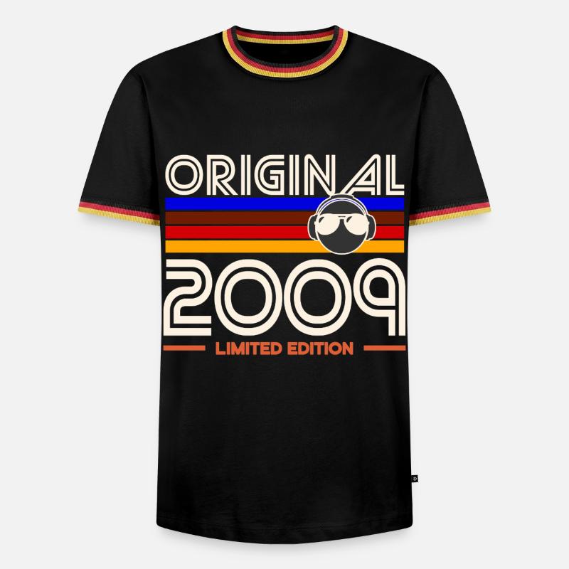 Originale limitierte Edition 2009 - Männer Kontrast-T-Shirt - Schwarz/Dreifarbig