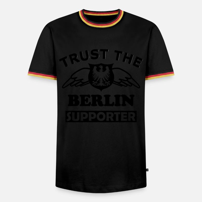 Berlin Text Design White - Men's Ringer Shirt - black/tricolour