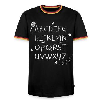ABC-Kreideschrift weiße Sternchen & Luftballon - Männer Kontrast-T-Shirt - Schwarz/Dreifarbig - Vorne - AI Model Male 178 light (178cm) & AI Model Male 185 light (185cm)