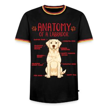 Chemise jaune d’anatomie Labrador - T-shirt contrasté Homme - noir/tricolore - Devant - AI Model Male 178 light (178cm) & AI Model Male 185 light (185cm)