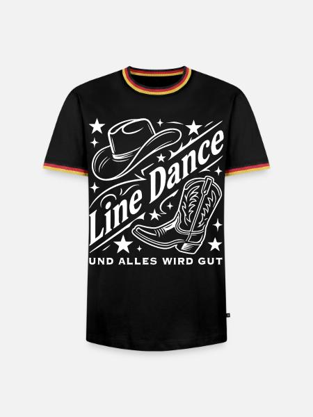 Line Dance Cowboyhut Stiefel Grafik - Männer Kontrast-T-Shirt - Schwarz/Dreifarbig