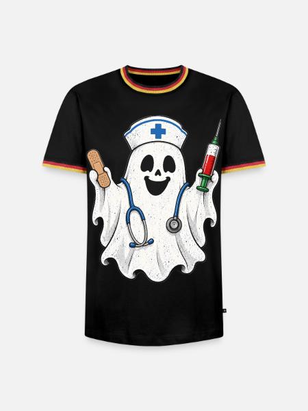 Krankenschwester Krankenpfleger Halloween - Männer Kontrast-T-Shirt - Schwarz/Dreifarbig
