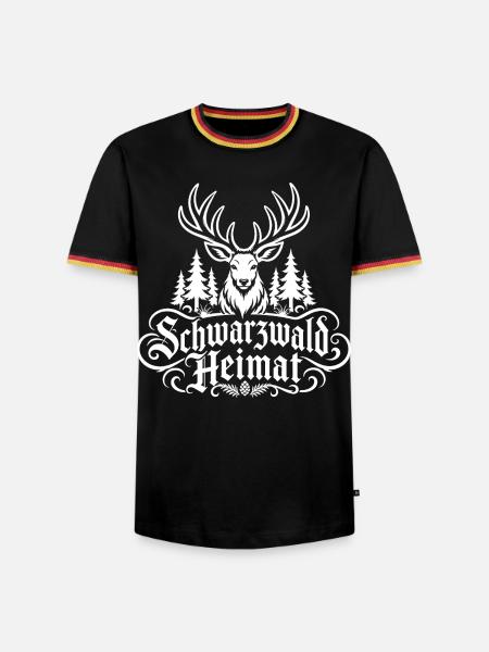 Schwarzwald Heimat Hirsch Hirschgeweih - Männer Kontrast-T-Shirt - Schwarz/Dreifarbig