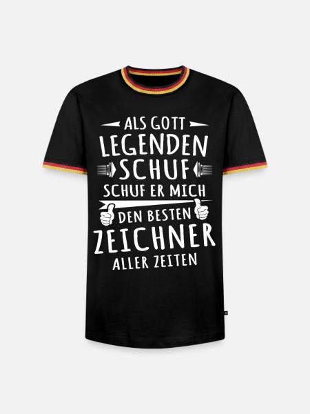 Zeichner - Männer Kontrast-T-Shirt - Schwarz/Dreifarbig
