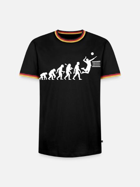 Volleyball Evolution für Vollyeballspieler - Männer Kontrast-T-Shirt - Schwarz/Dreifarbig