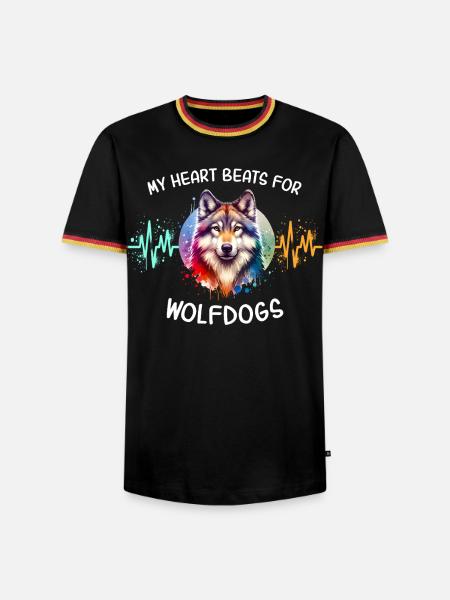 Wolfhund Herzlinie - Männer Kontrast-T-Shirt - Schwarz/Dreifarbig