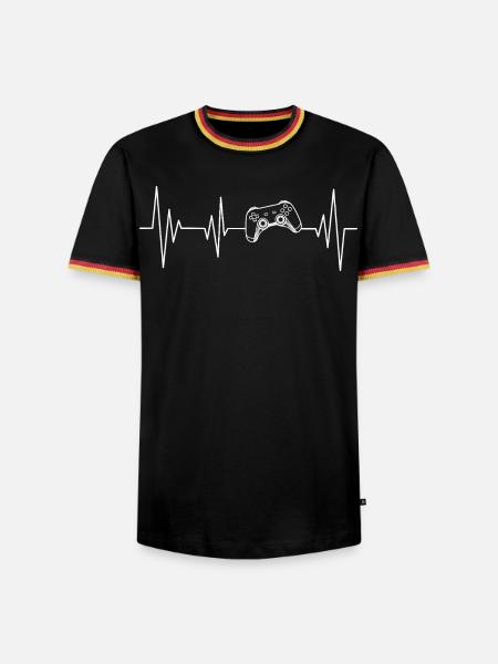 Heartbeat Controller - Männer Kontrast-T-Shirt - Schwarz/Dreifarbig