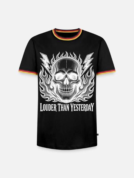 Feuriger Schädel gestern stärker - Männer Kontrast-T-Shirt - Schwarz/Dreifarbig