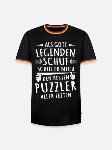 Puzzler - Männer Kontrast-T-Shirt - Schwarz/Dreifarbig