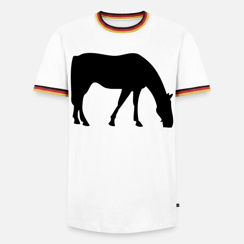 Pferd - Männer Kontrast-T-Shirt - Weiß/Dreifarbig