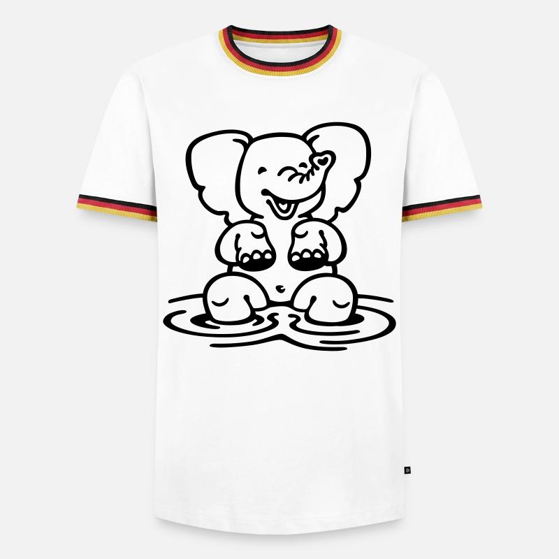 Elefant - Männer Kontrast-T-Shirt - Weiß/Dreifarbig