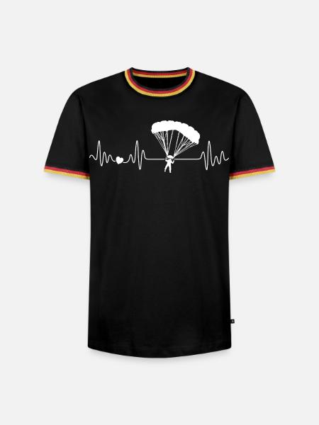 Fallschirmspringen Herzschlag Fallschirm Sport - Männer Kontrast-T-Shirt - Schwarz/Dreifarbig