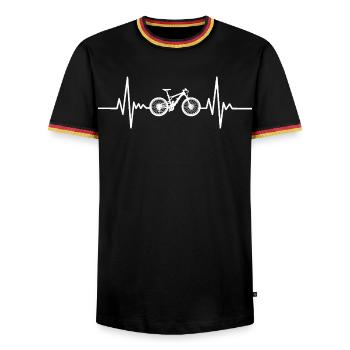 Heartbeat Bicycle Silhouette - Men's Ringer Shirt - black/tricolour - Front - AI Model Male 178 light (178cm) & AI Model Male 185 light (185cm)
