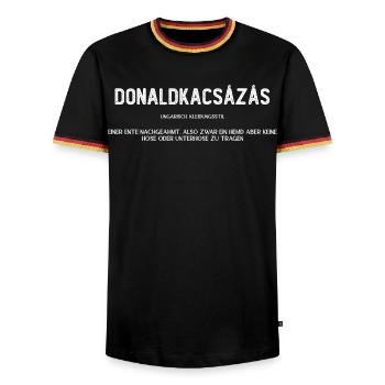 donaldkacsazas w - Männer Kontrast-T-Shirt - Schwarz/Dreifarbig - Vorne - AI Model Male 178 light (178cm) & AI Model Male 185 light (185cm)