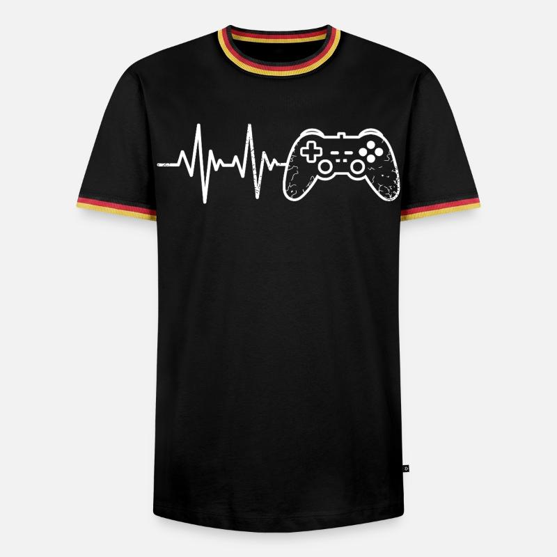 Gaming Puls Controller Skizze - Männer Kontrast-T-Shirt - Schwarz/Dreifarbig