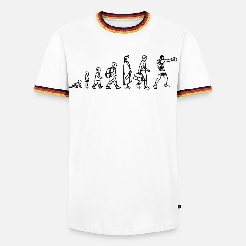 Boxen Evolution - Männer Kontrast-T-Shirt - Weiß/Dreifarbig