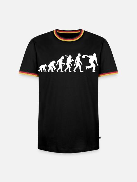 Bowling Evolution Kegeln Für Kegelverein - Männer Kontrast-T-Shirt - Schwarz/Dreifarbig