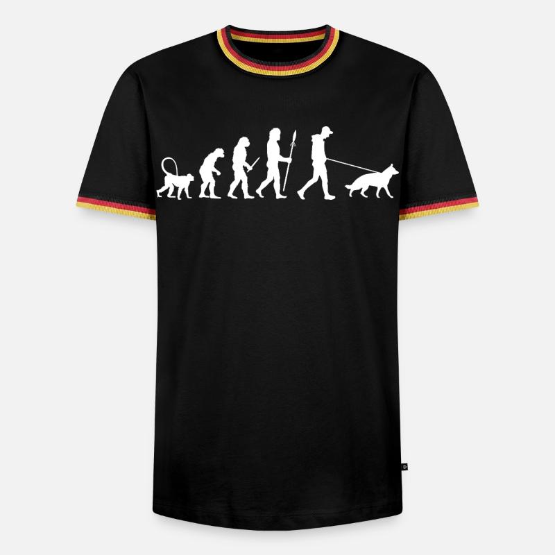 Evolution Deutscher Schäferhund - Männer Kontrast-T-Shirt - Schwarz/Dreifarbig