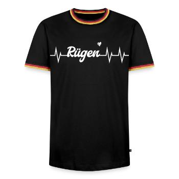 Heartbeat Rügen - Männer Kontrast-T-Shirt - Schwarz/Dreifarbig - Vorne - AI Model Male 178 light (178cm) & AI Model Male 185 light (185cm)