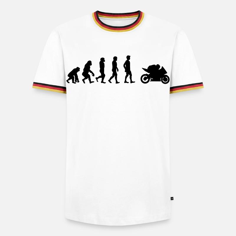 Motorrad Evolution - Männer Kontrast-T-Shirt - Weiß/Dreifarbig