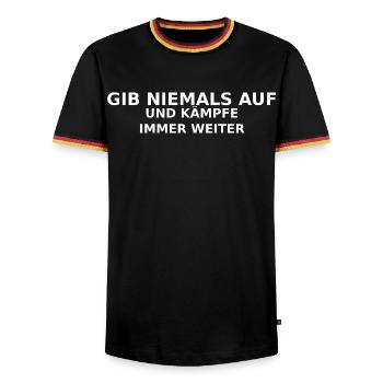 Gib Niemals Auf: Weiterkämpfen - Männer Kontrast-T-Shirt - Schwarz/Dreifarbig - Vorne - AI Model Male 178 light (178cm) & AI Model Male 185 light (185cm)