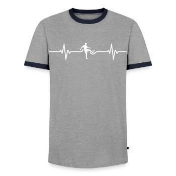 Art de lignes Heartbeat Soccer - T-shirt contrasté Homme - gris/marine  - Devant - AI Model Female 172 light (172cm) & AI Model Male 178 light (178cm)