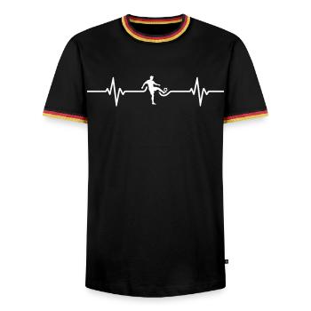 Soccer Heartbeat Line Art - Men's Ringer Shirt - black/tricolour - Front - AI Model Male 178 light (178cm) & AI Model Male 185 light (185cm)