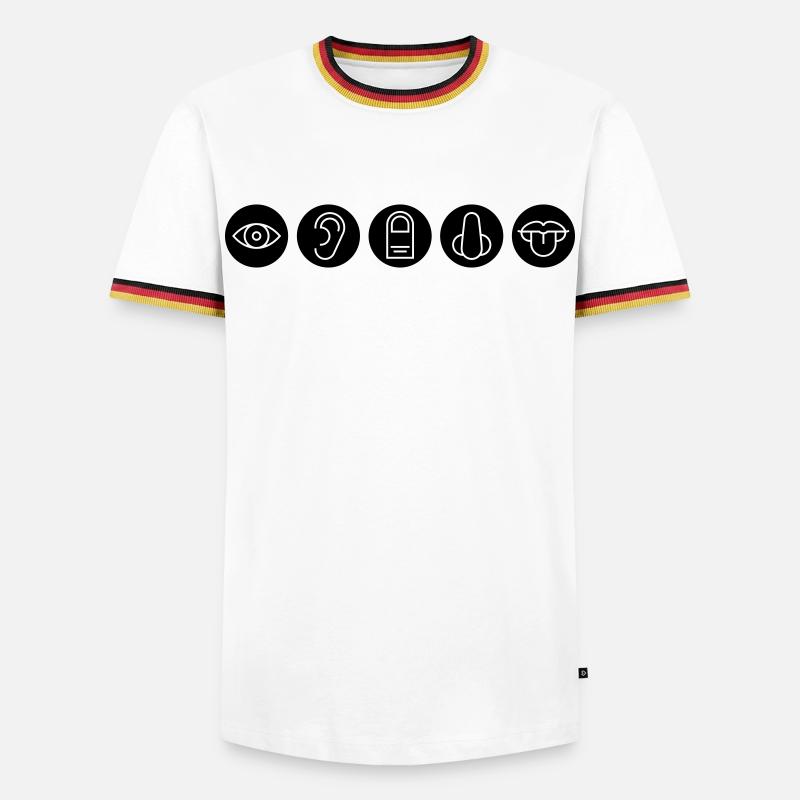 Five senses, sense organs - Men's Ringer Shirt - white/tricolour
