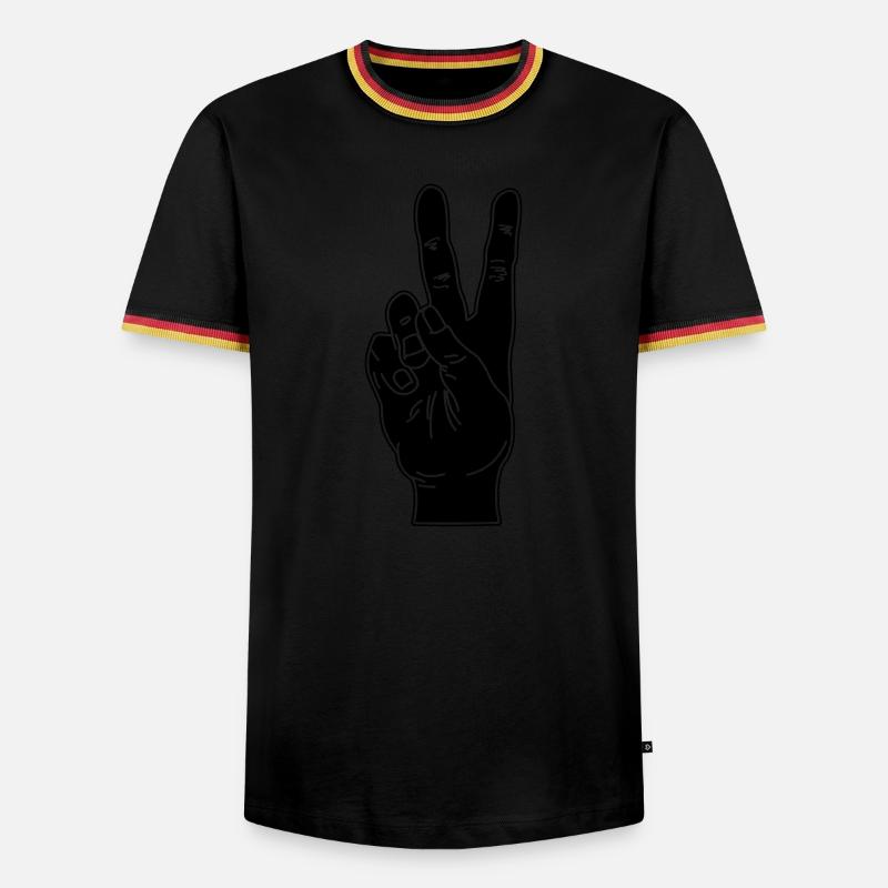 Black hand gesture peace - Men's Ringer Shirt - black/tricolour