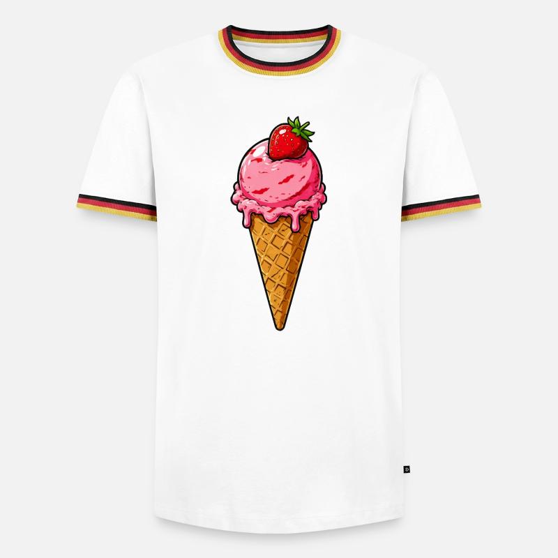 Erdbeere Eis Kugel - Men's Ringer Shirt - white/tricolour