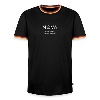 NOVA- tanzen wir halt! - Männer Kontrast-T-Shirt - Schwarz/Dreifarbig - Vorne - AI Model Male 178 light (178cm) & AI Model Male 185 light (185cm)
