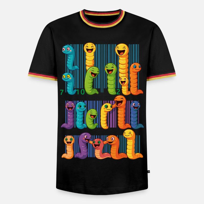 Bunte Wurm-Barcode-Kollektion - Männer Kontrast-T-Shirt - Schwarz/Dreifarbig