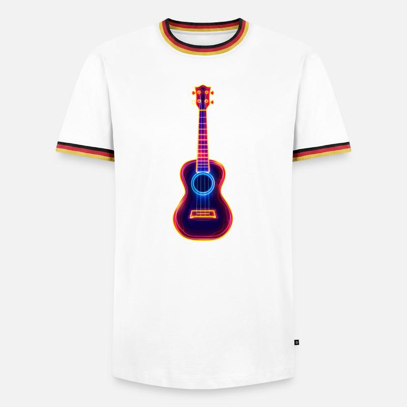 Retro Ukulele Synthwave - Männer Kontrast-T-Shirt - Weiß/Dreifarbig