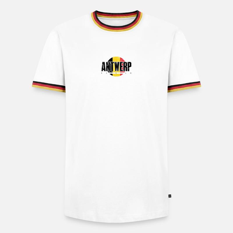 We Emblem Split Gelb Rot - Männer Kontrast-T-Shirt - Weiß/Dreifarbig