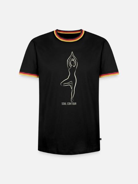 SOUL CONTOUR - Vrikshasana - Männer Kontrast-T-Shirt - Schwarz/Dreifarbig
