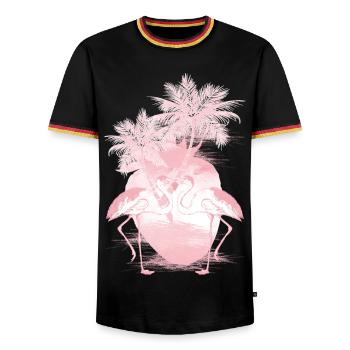 Palm Flamants Roses d’été - T-shirt contrasté Homme - noir/tricolore - Devant - AI Model Male 178 light (178cm) & AI Model Male 185 light (185cm)