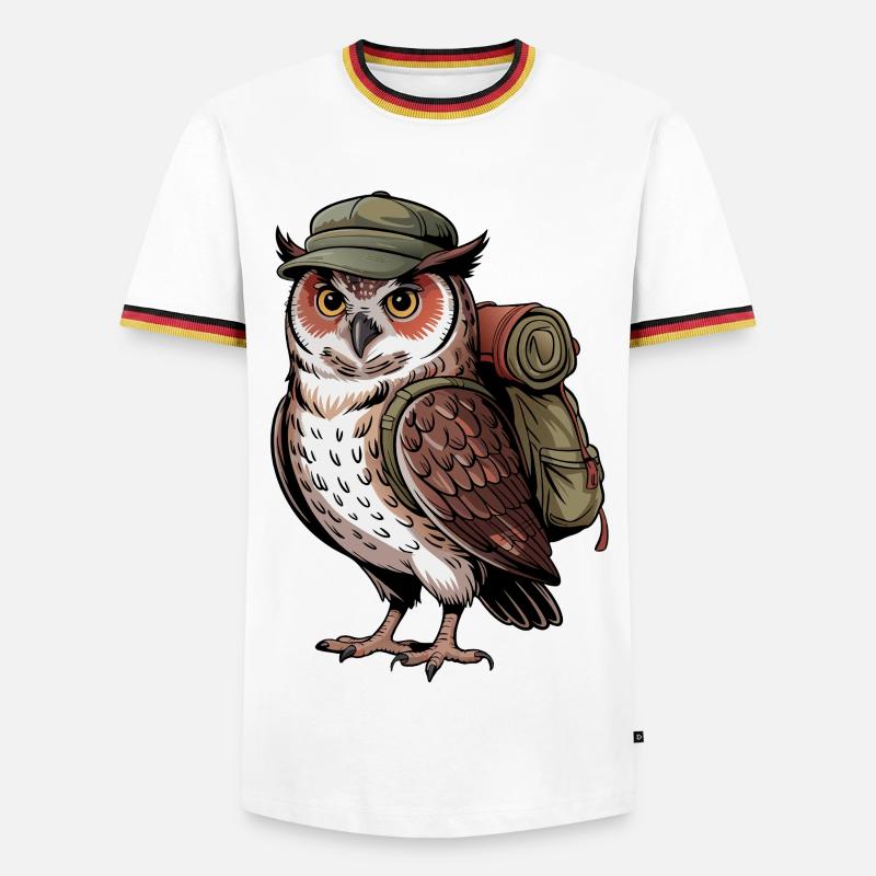 Wandernde Eule Abenteuer - Männer Kontrast-T-Shirt - Weiß/Dreifarbig
