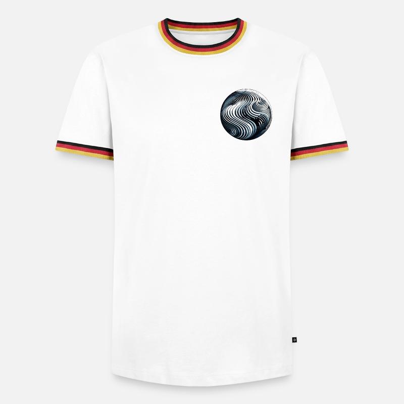 Geometric Waves – Abstract Wave Pattern - Men's Ringer Shirt - white/tricolour