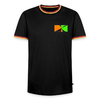 Am Ball bleiben! - Männer Kontrast-T-Shirt - Schwarz/Dreifarbig - Vorne - AI Model Male 178 light (178cm) & AI Model Male 185 light (185cm)