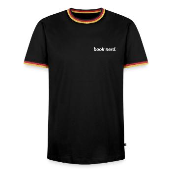 Bookworm Aesthetic Book Nerd - Männer Kontrast-T-Shirt - Schwarz/Dreifarbig - Vorne - AI Model Male 178 light (178cm) & AI Model Male 185 light (185cm)